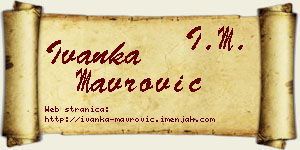 Ivanka Mavrović vizit kartica